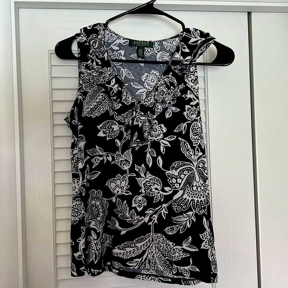 Lauren by Ralph Lauren Ruffle Collar Top